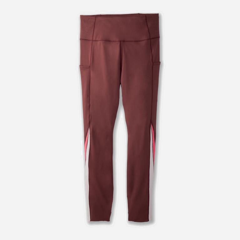 Brooks Method 7/8 Cropped Running Leggings Dame Tilbud - Burgunder/Rosa - Norge (DPT806154)